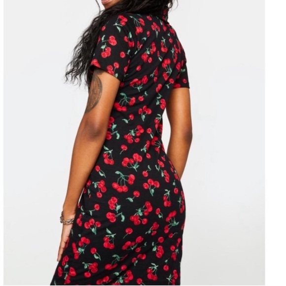 Motel Rocks Cherry Vintage Look Pin up Rockabilly Mini Shirt Dress XL - Picture 3 of 8